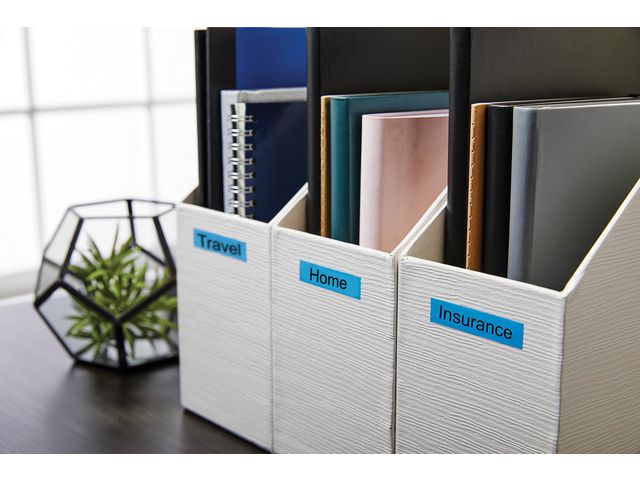 Tape DYMO D1 12mm svart på blå